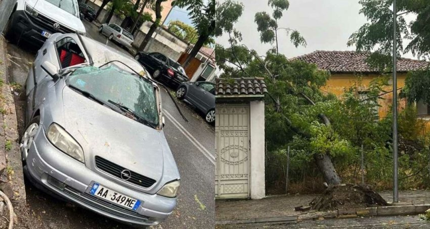 situate apokaliptike ne shkoder reshjet e dendura te shiut rrezojne pemet dhe shkaterrojne automjetet 66e3ee5e8de64