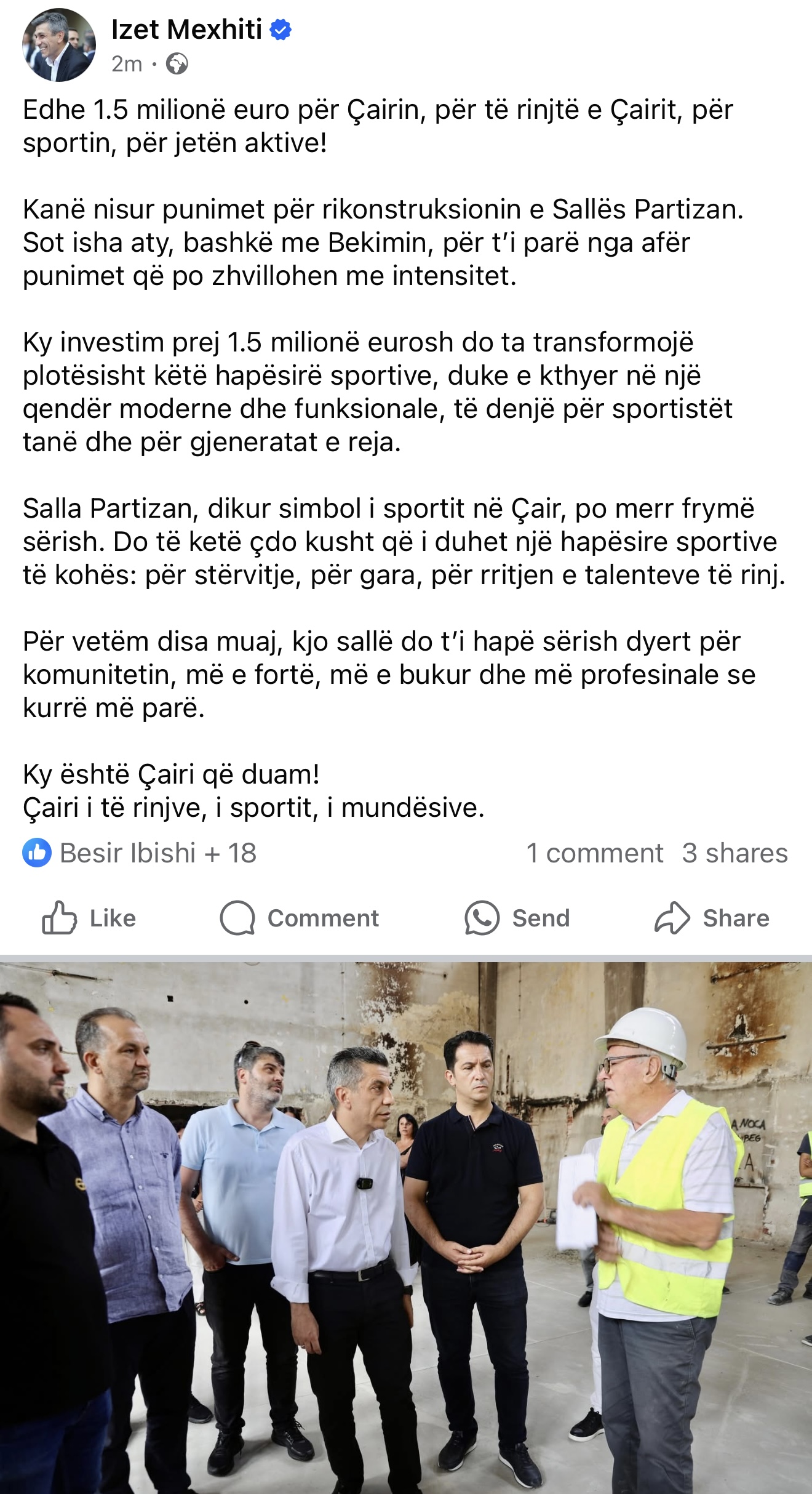 Mexhiti: Edhe 1.5 milionë euro për Çairin, për të rinjtë e Çairit, për sportin, për jetën aktive! 2 IMG 8059