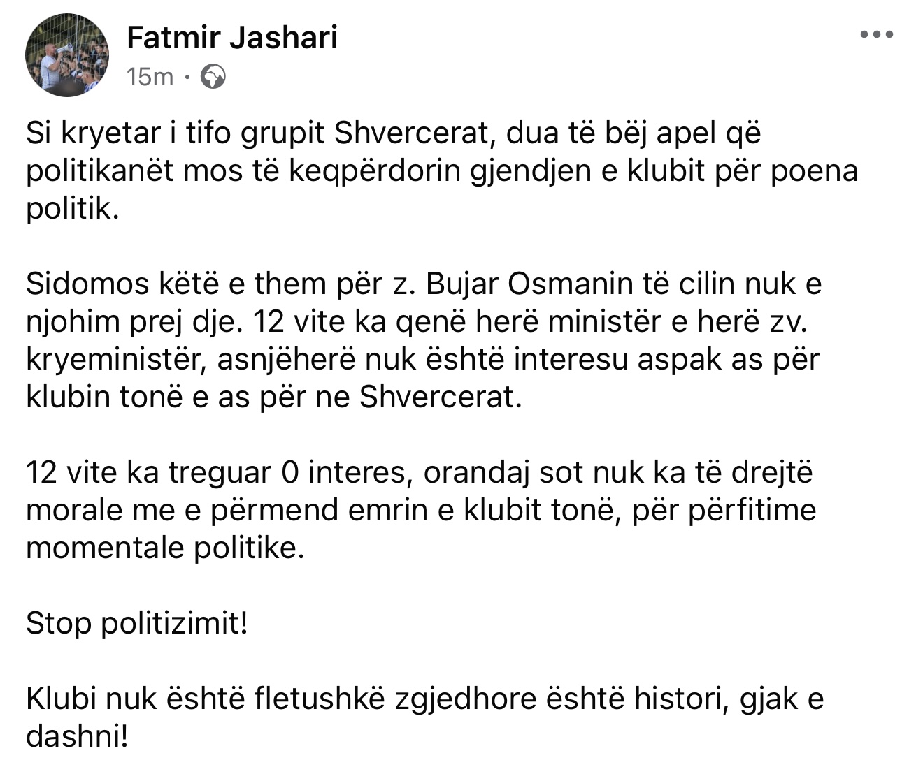 Shvercerat: Bujar Osmani 12 vite tregoi ZERO interes për Shkupin, sot s’ka të drejtë morale ta përmend klubin 2 IMG 9187