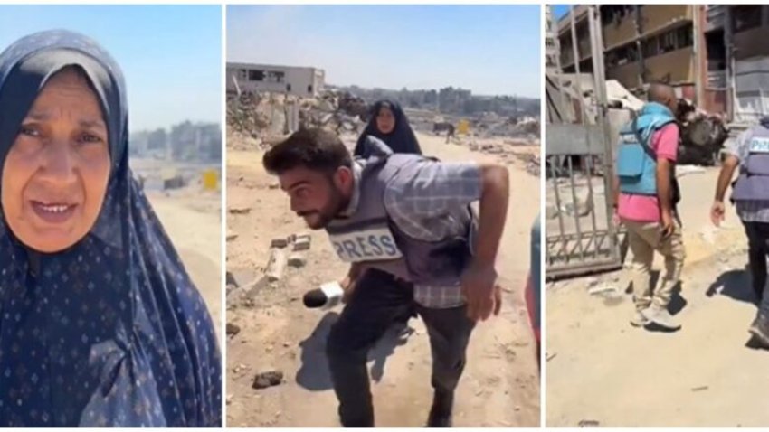 gazetaret palestineze duke intervistuar nje grua qellohen me arme zjarri nga ushtria izraelite 68b7651edfa3b