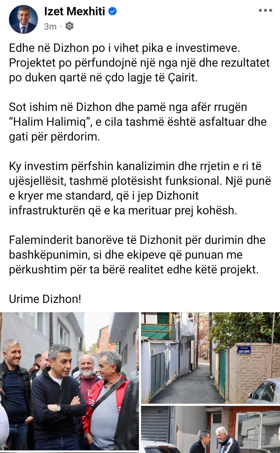 Mexhiti: Çdo lagje e Çairit po merr pamje të re, Dizhoni tashmë me infrastrukturë moderne! 2 Screenshot 20251025 173834 Facebook