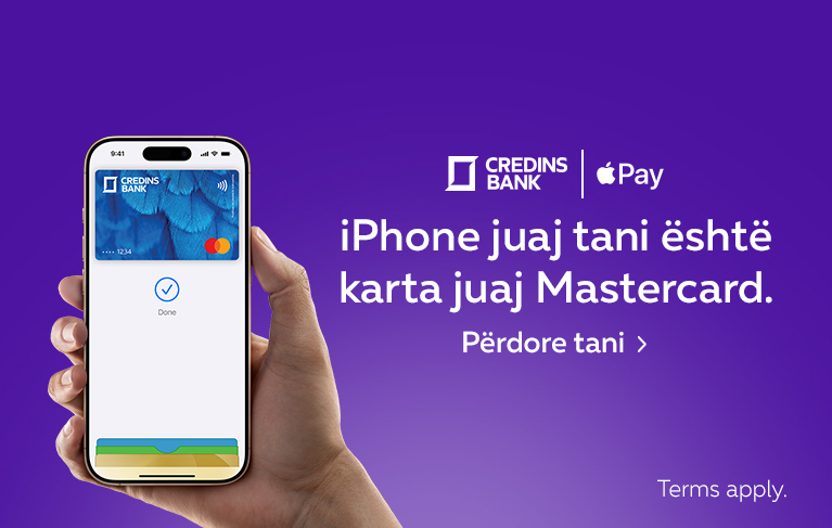 credins bank sjell sot apple pay per mbajtesit e kartave mastercard ne shqiperi 68dea27299390