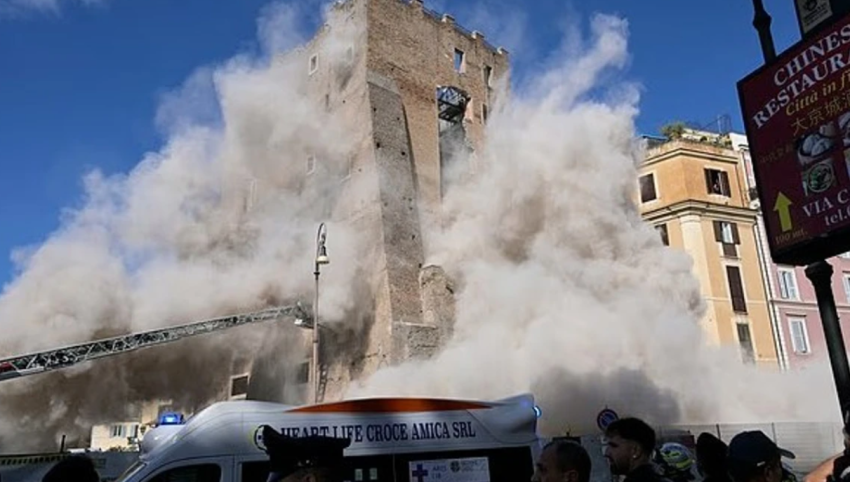 momenti kur kulla e lashte 30 metreshe prane koloseut te romes shembet para turisteve 69093e3364c5a