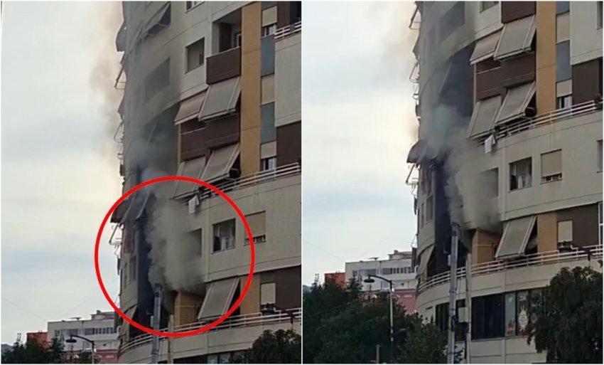 perfshihet nga flaket nje banese ne zonen e astirit re te zeza tymi ne ballkonin e apartamentit 69188214632ef