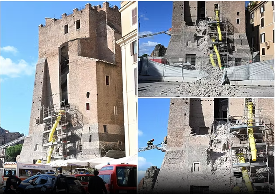 Romë/ Shembet Torre dei Conti pranë Colosseum, një punëtor nën rrënoja 2 rome shembet torre dei conti prane colosseum nje punetor nen rrenoja 6908b782b2092