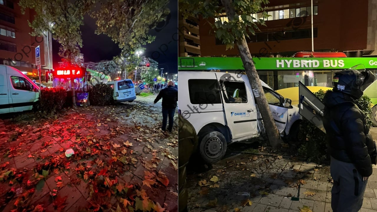 Aksident në Tiranë  Autobusi i Unazës tenton të shmangë biçikletën  përplaset me makinat e parkuara