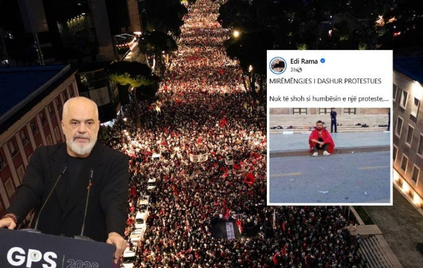 Qëndroi gjithë natën para Kryeministrisë, protestuesi i përgjigjet Ramës: Fotoja ime në murin tënd më bën pis! 3 qendroi gjithe naten para kryeministrise protestuesi i pergjigjet rames fotoja ime ne murin tend me ben pis 6a3a571024830